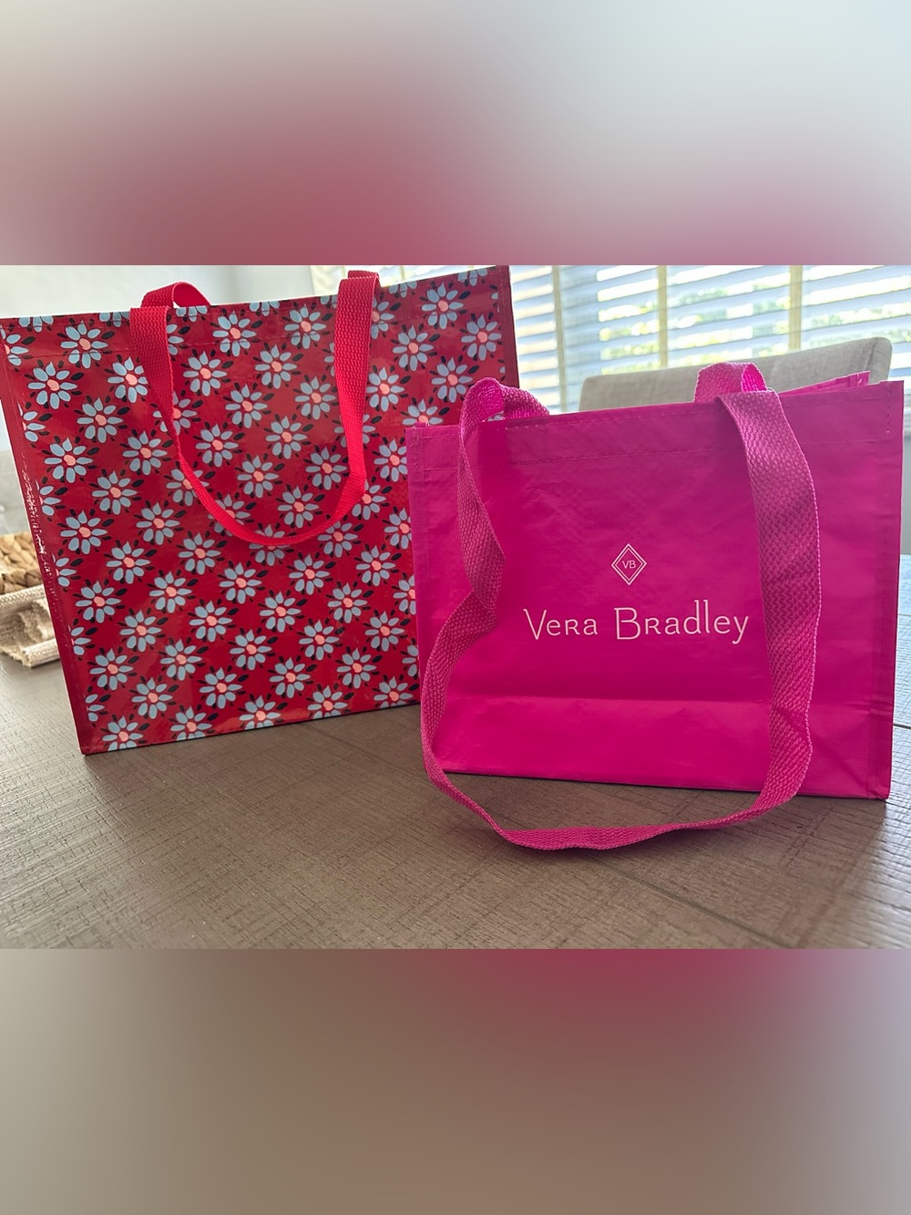 (2) Vera Bradley Pink Reusable Tote/ Shopping Bags